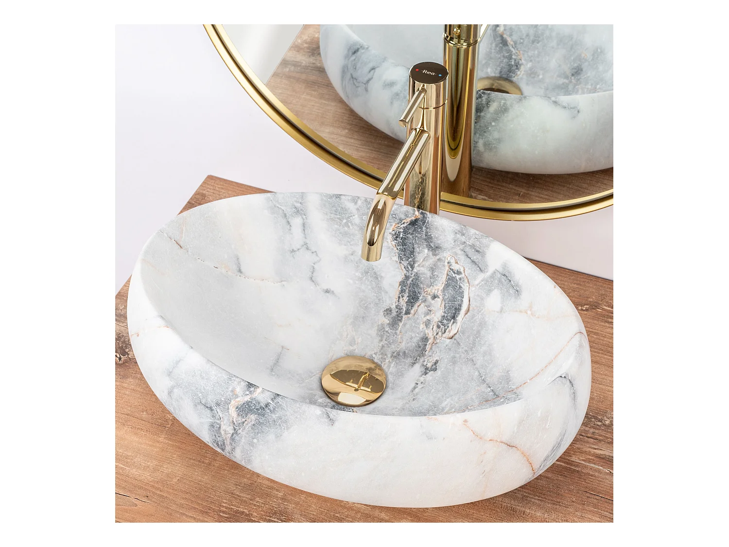 Lavabo Sobre Encimera Rea Linda Granit White