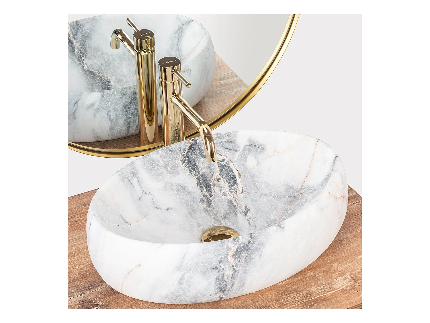 Lavabo Sobre Encimera Rea Linda Granit White