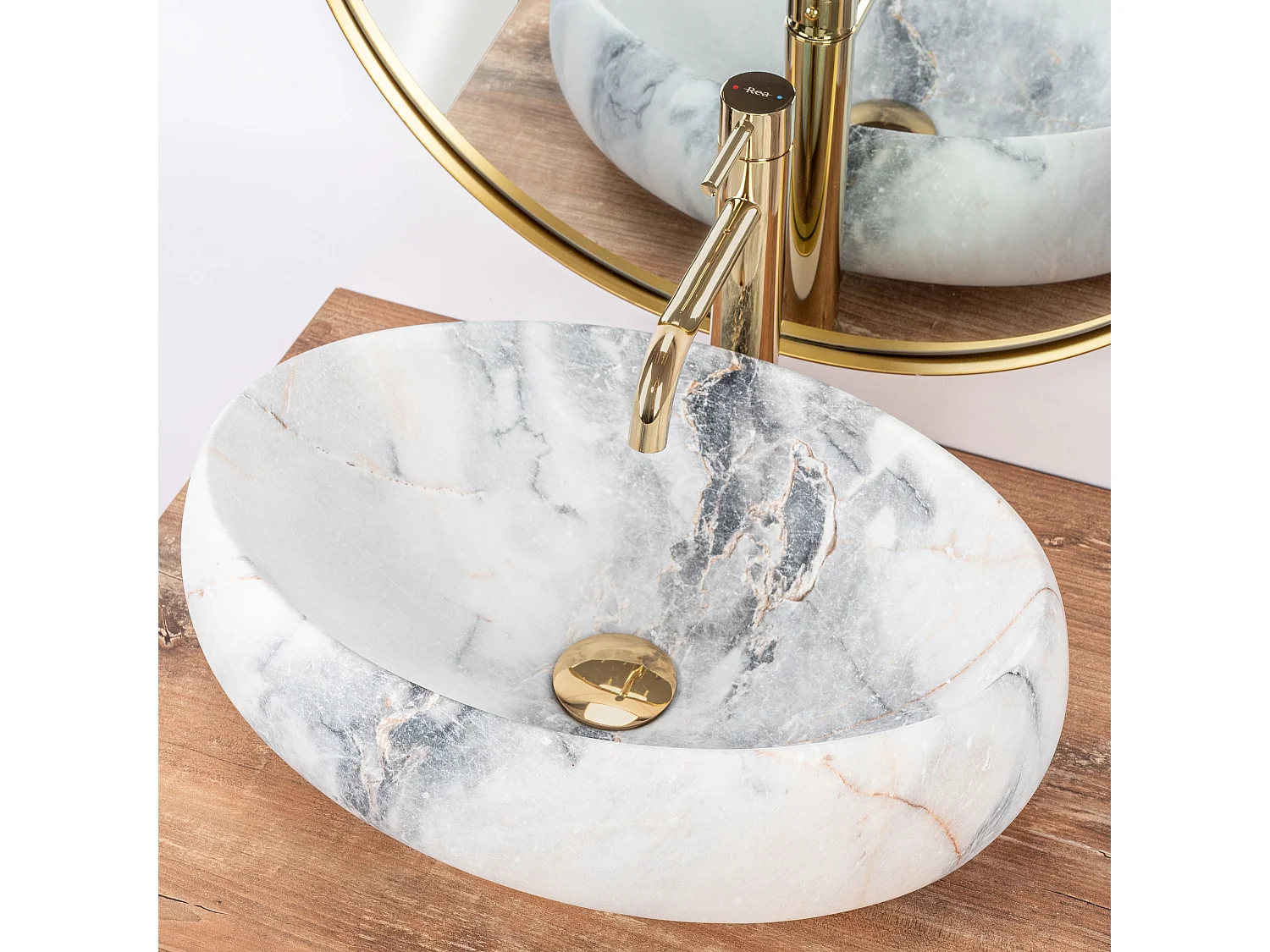 Lavabo Sobre Encimera Rea Linda Granit White