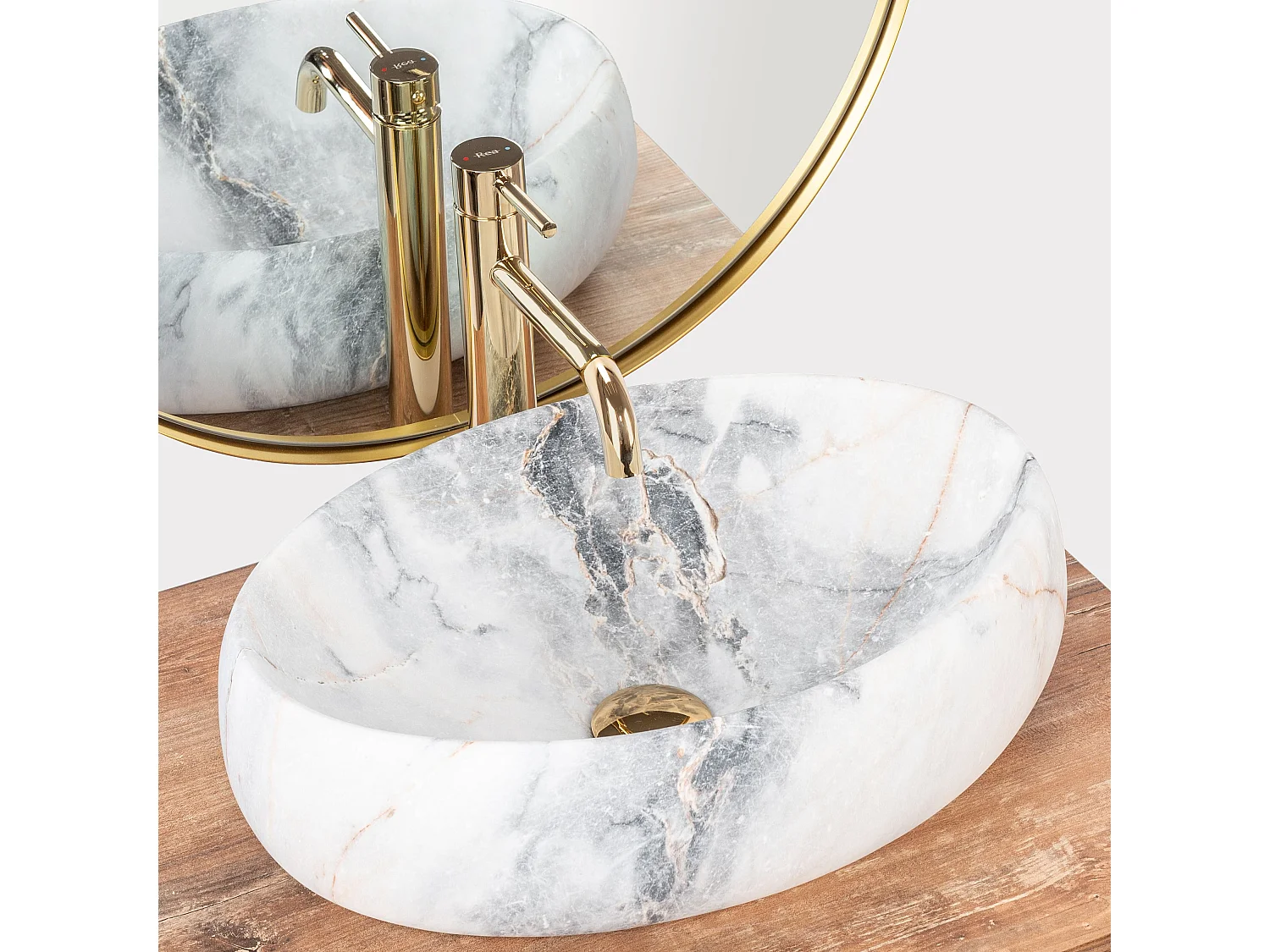 Lavabo Sobre Encimera Rea Linda Granit White