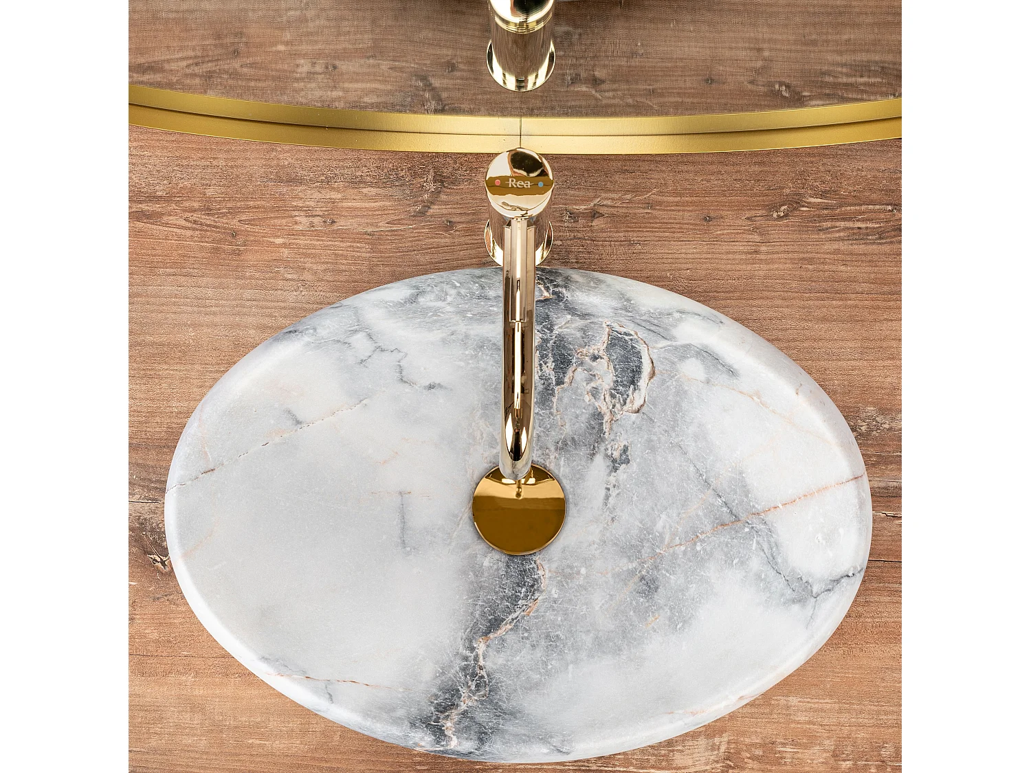 Lavabo Sobre Encimera Rea Linda Granit White