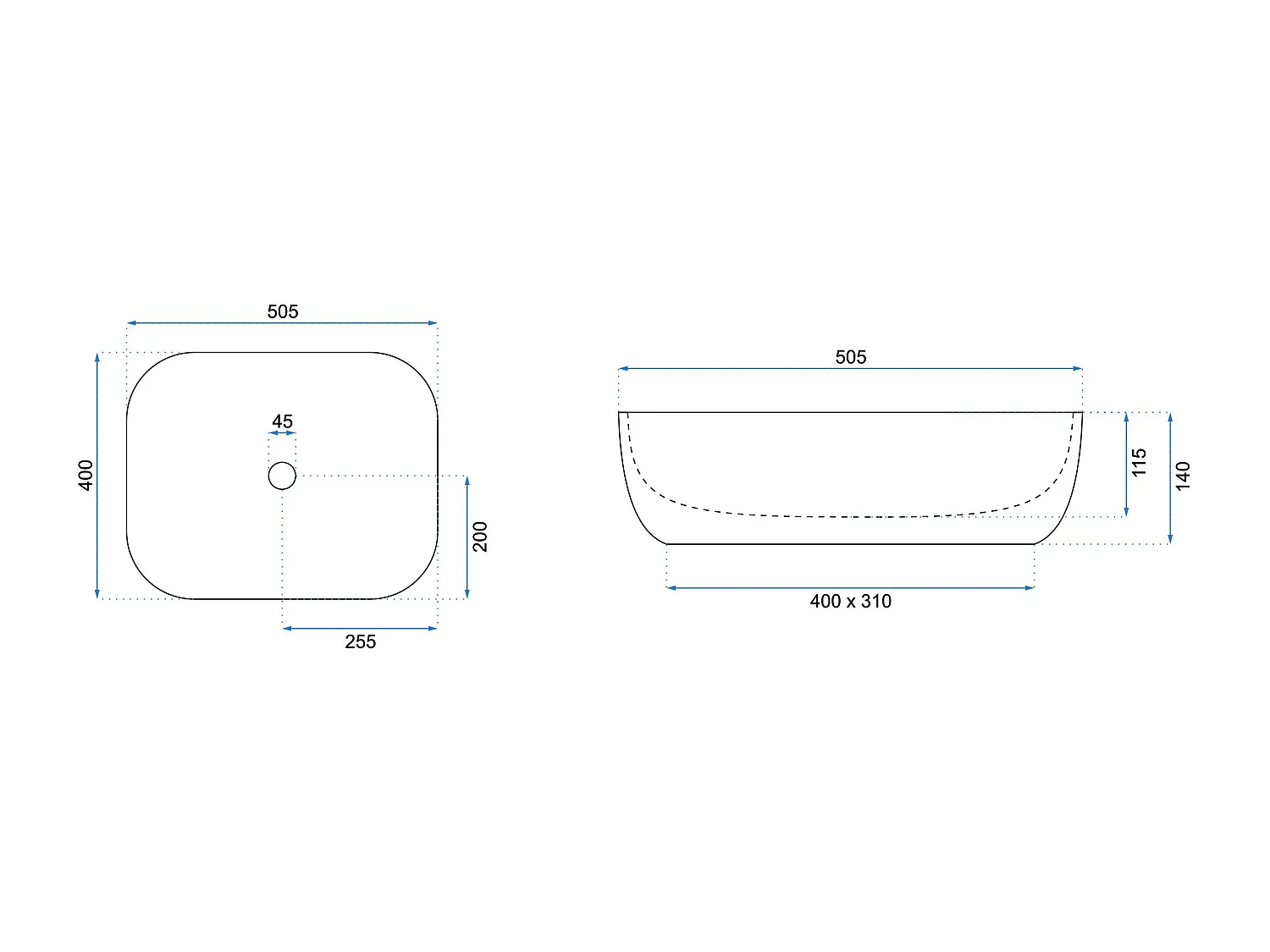 Opzetwastafel Rea Mona White