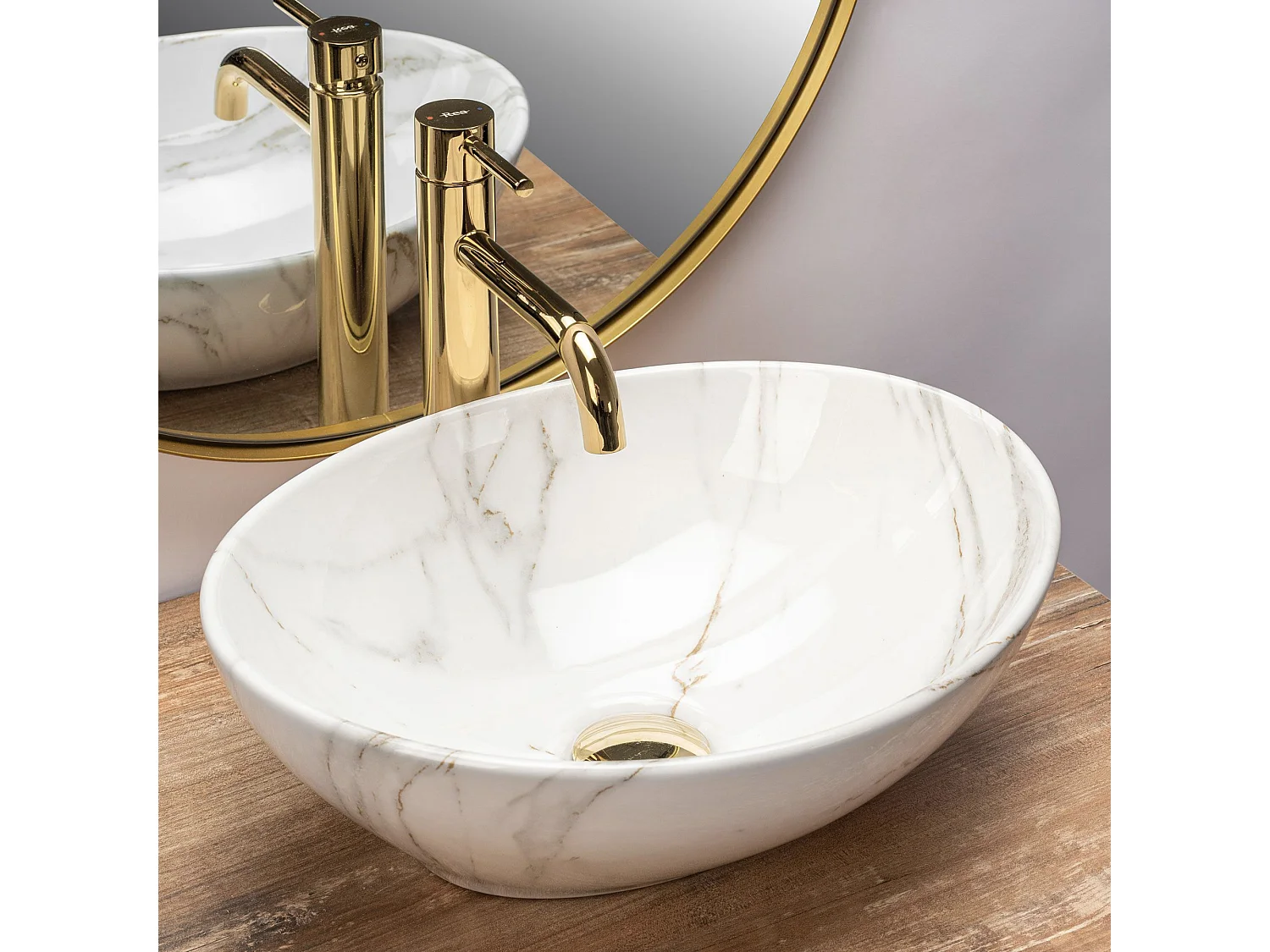 Lavabo Da Appoggio Rea Sofia Shiny Aiax White