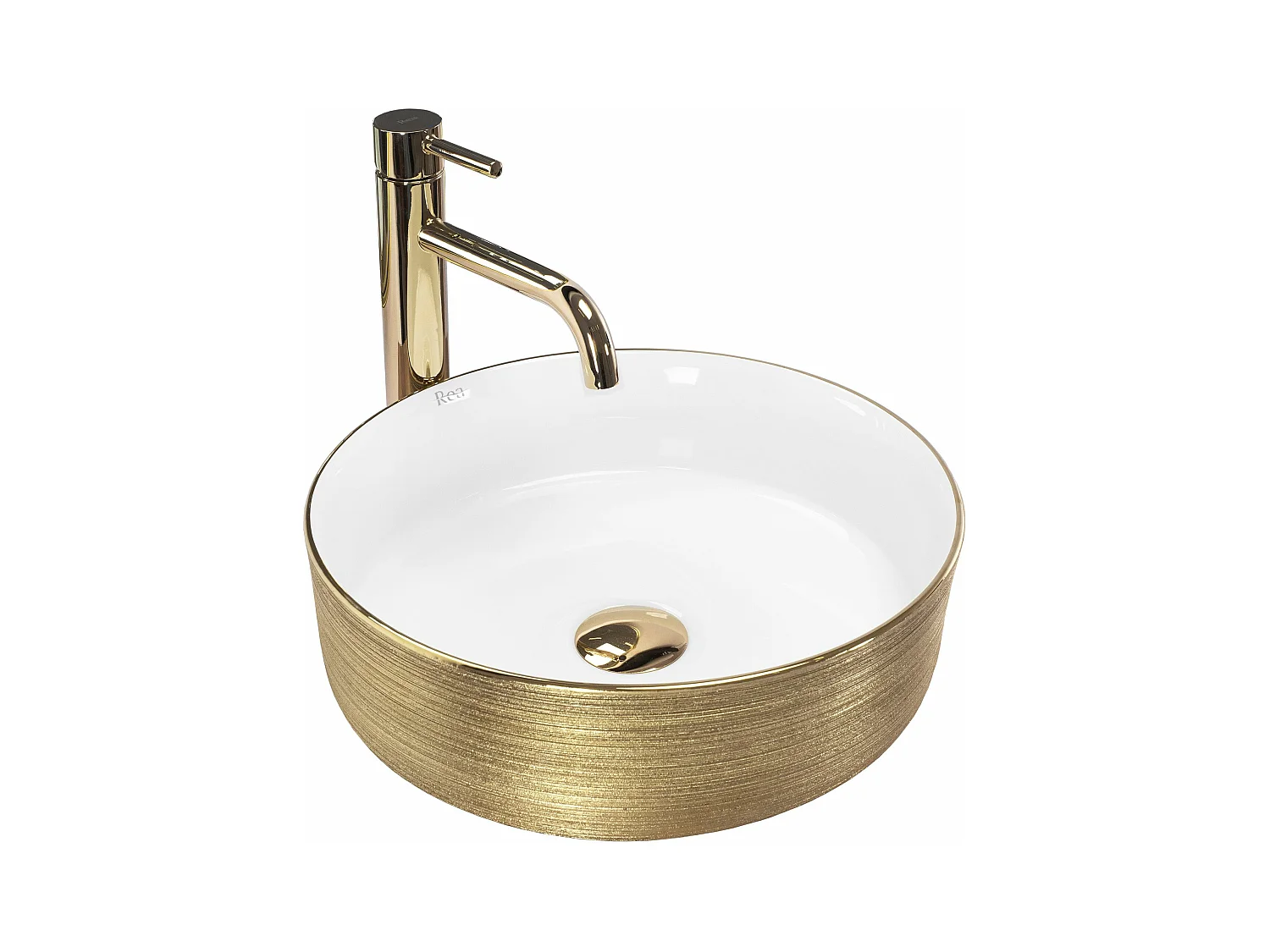 Vasque à poser Rea Sami gold white brush gold