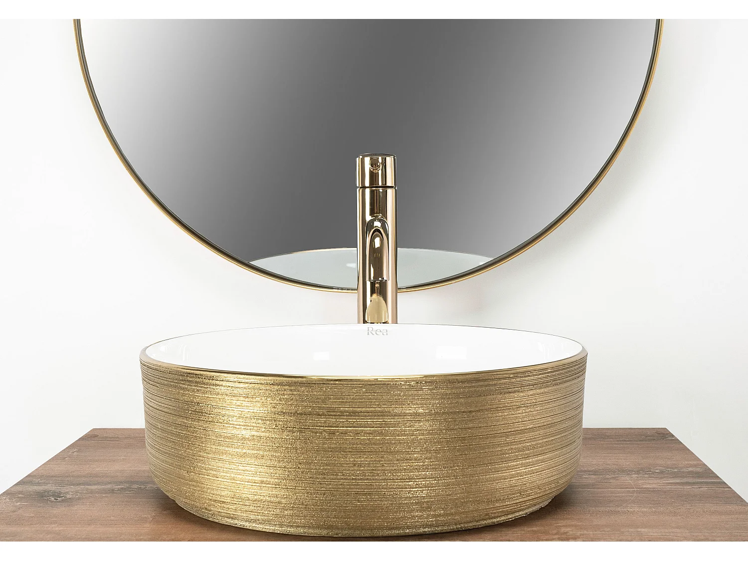 Vasque à poser Rea Sami gold white brush gold