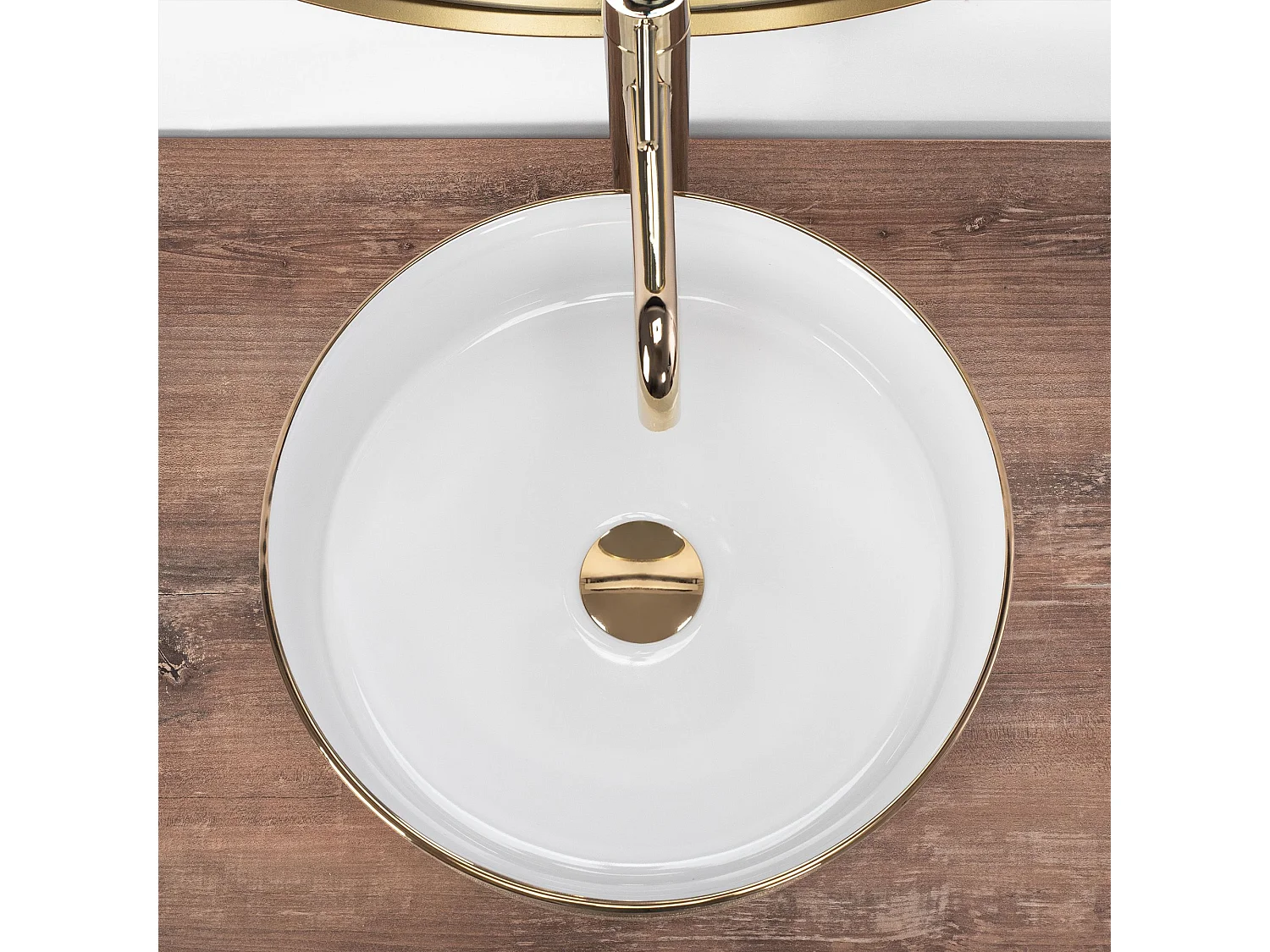 Vasque à poser Rea Sami gold white brush gold