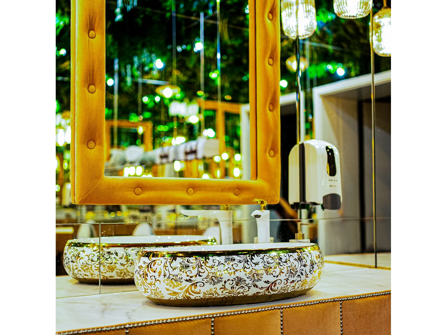 Lavabo Sobre Encimera Rea Meryl White Gold