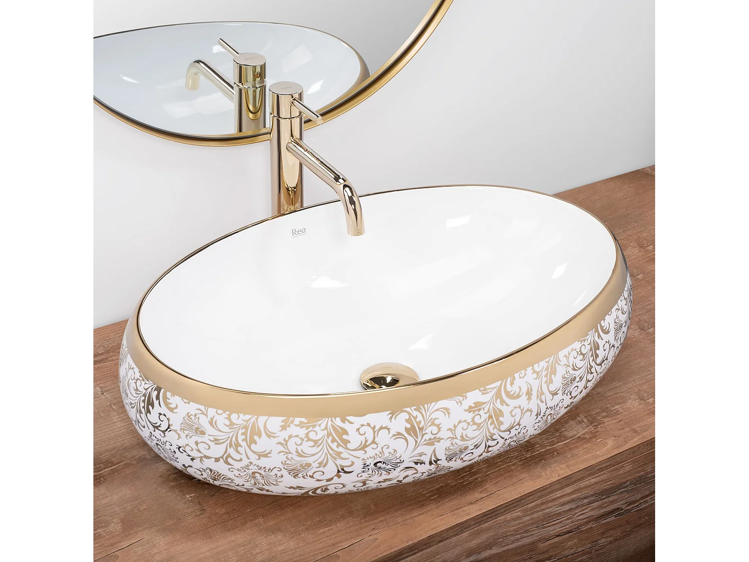 Lavabo Sobre Encimera Rea Meryl White Gold