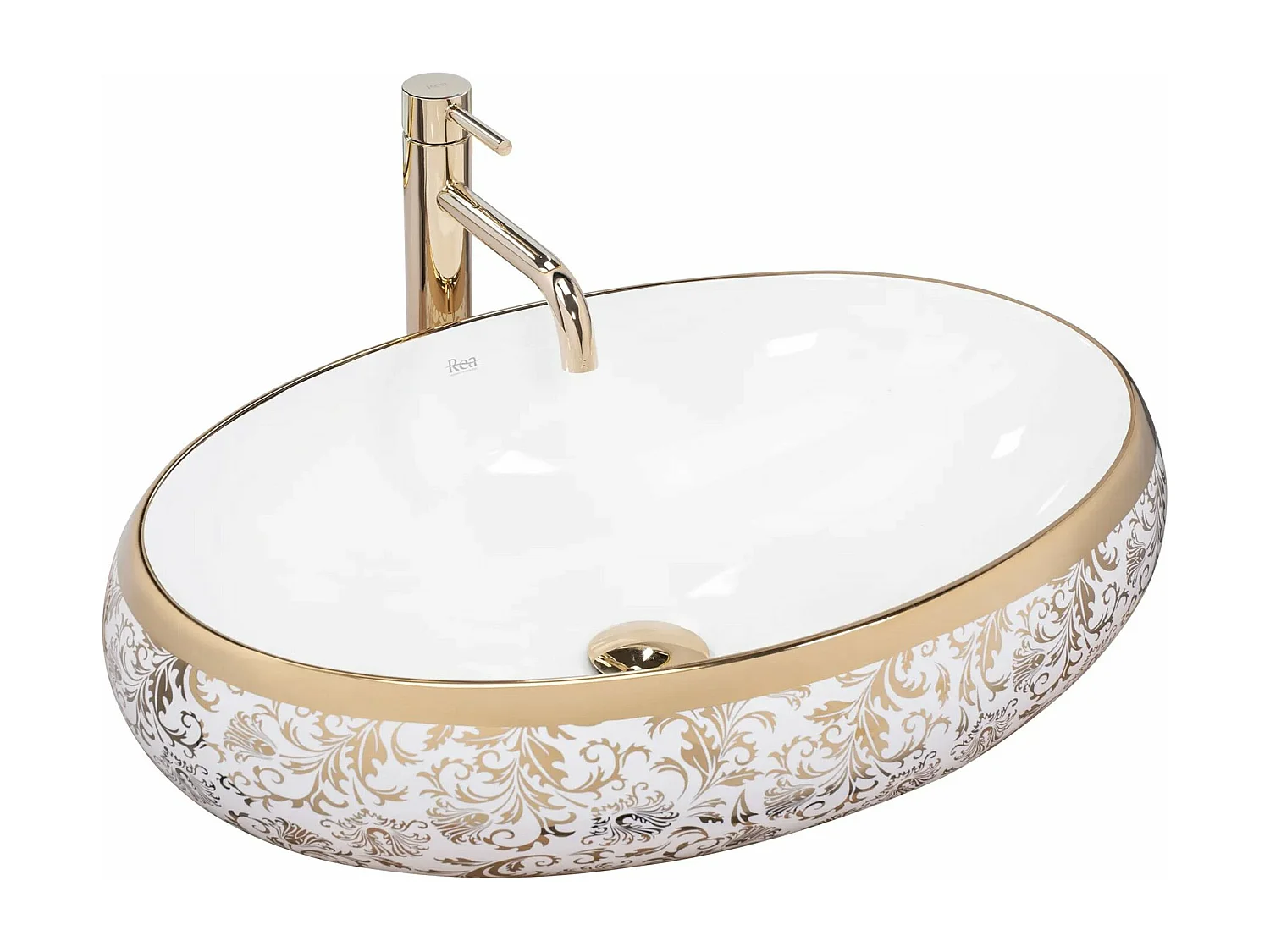 Lavabo Sobre Encimera Rea Meryl White Gold