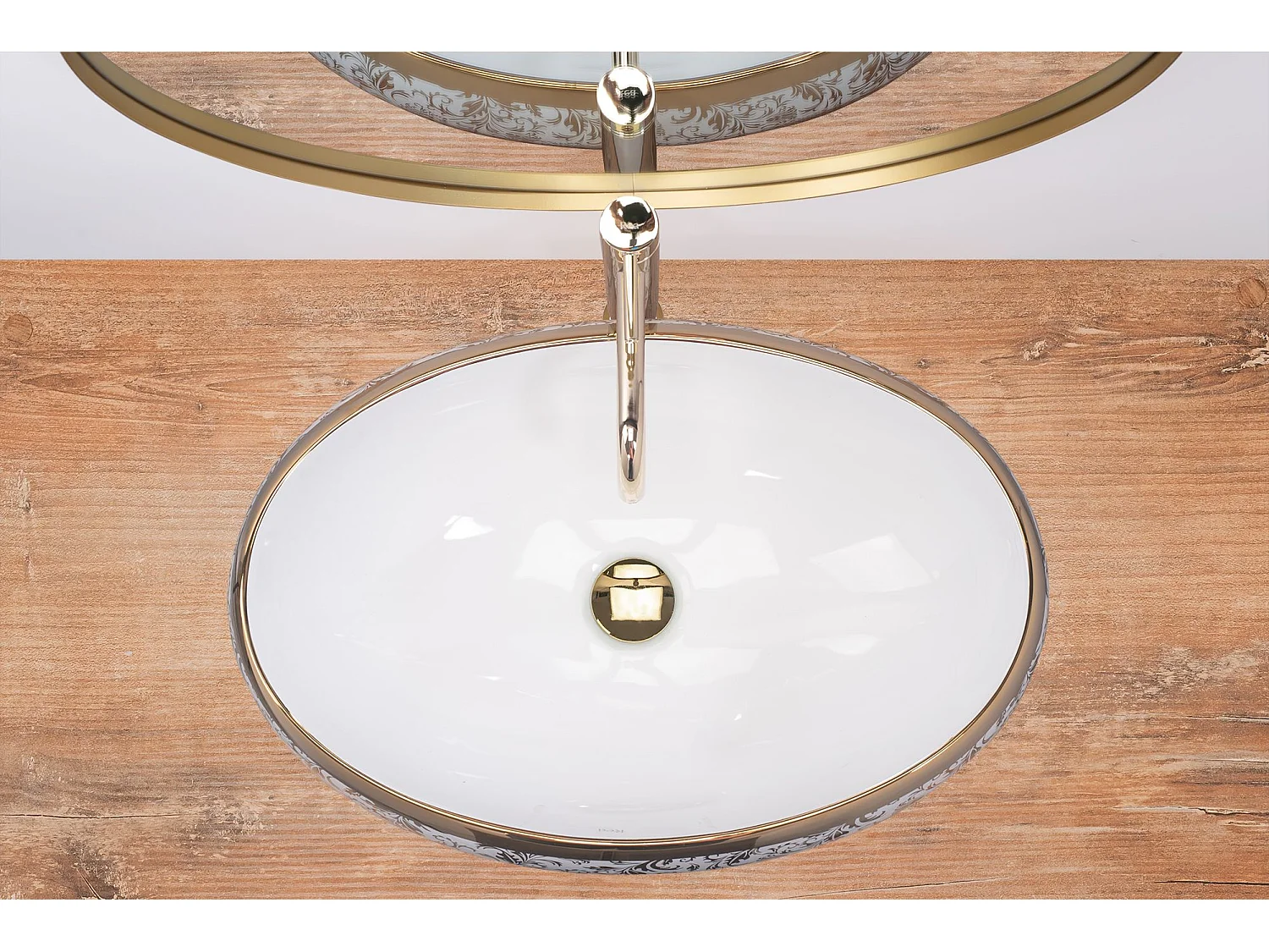 Lavabo Sobre Encimera Rea Meryl White Gold