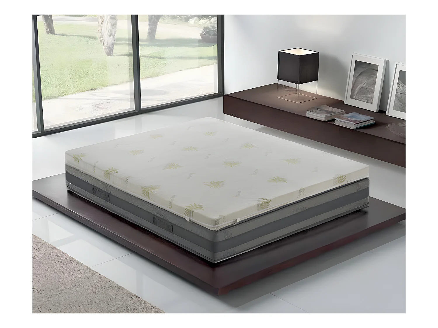 ColchõesSlats - Memory Foam Topper - 10 cm de altura - Capa removível de aloe vera 200x200