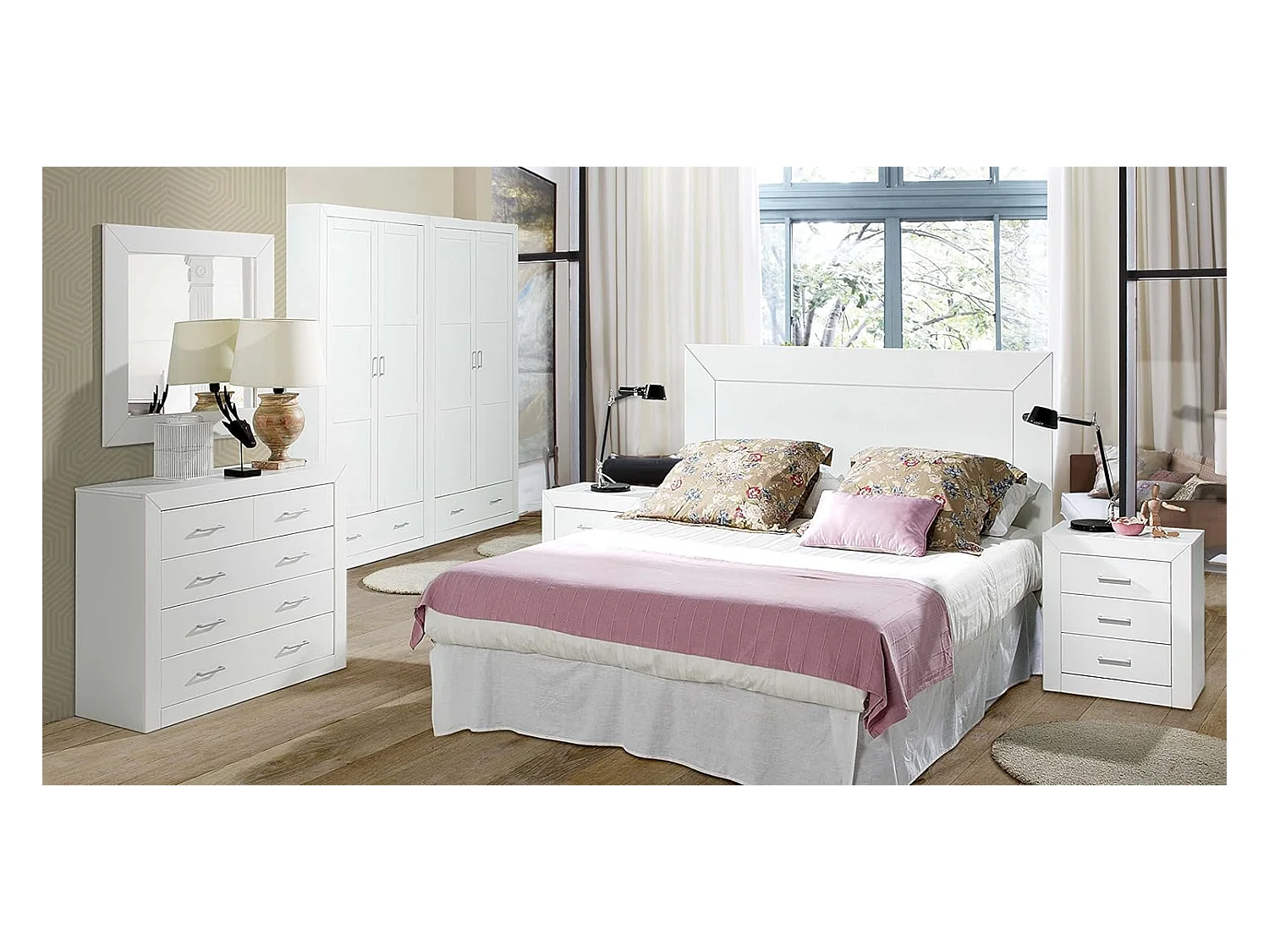 Mesita 3 cajones , pino macizo, Moblit, serie Kalpe lacado, medidas: (55x50x35) cm ( altoxanchoxfondo), color blanco