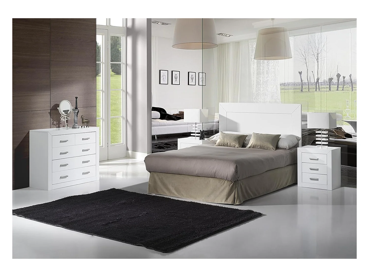 Mesita 3 cajones , pino macizo, Moblit, serie Kalpe lacado, medidas: (55x50x35) cm ( altoxanchoxfondo), color blanco