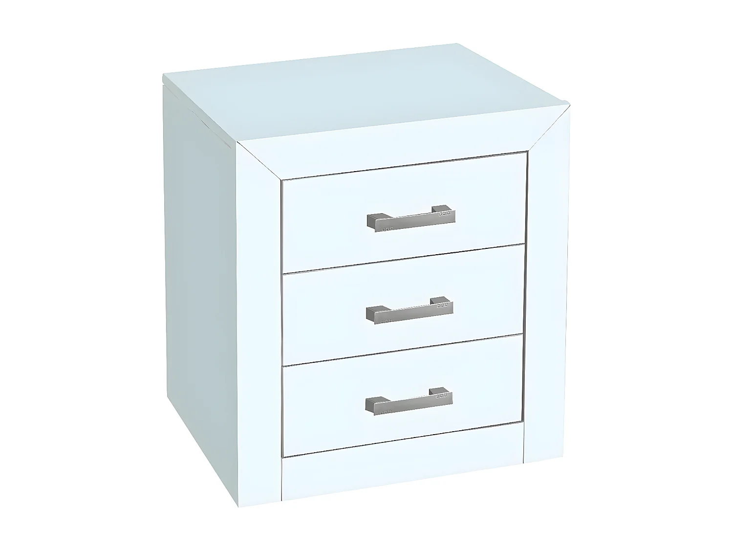 Mesita 3 cajones , pino macizo, Moblit, serie Kalpe lacado, medidas: (55x50x35) cm ( altoxanchoxfondo), color blanco