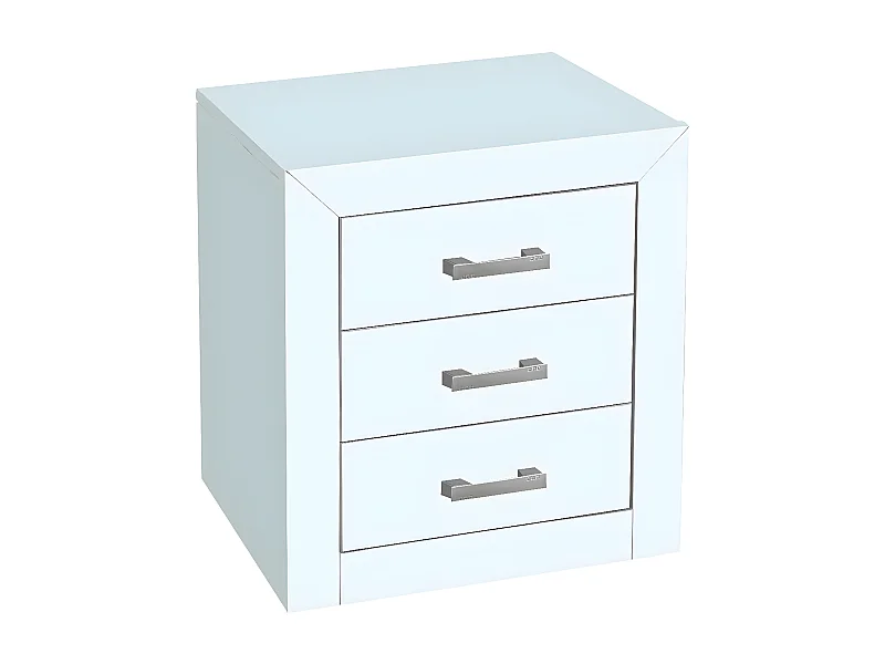 Mesita 3 cajones , pino macizo, Moblit, serie Kalpe lacado, medidas: (55x50x35) cm ( altoxanchoxfondo), color blanco