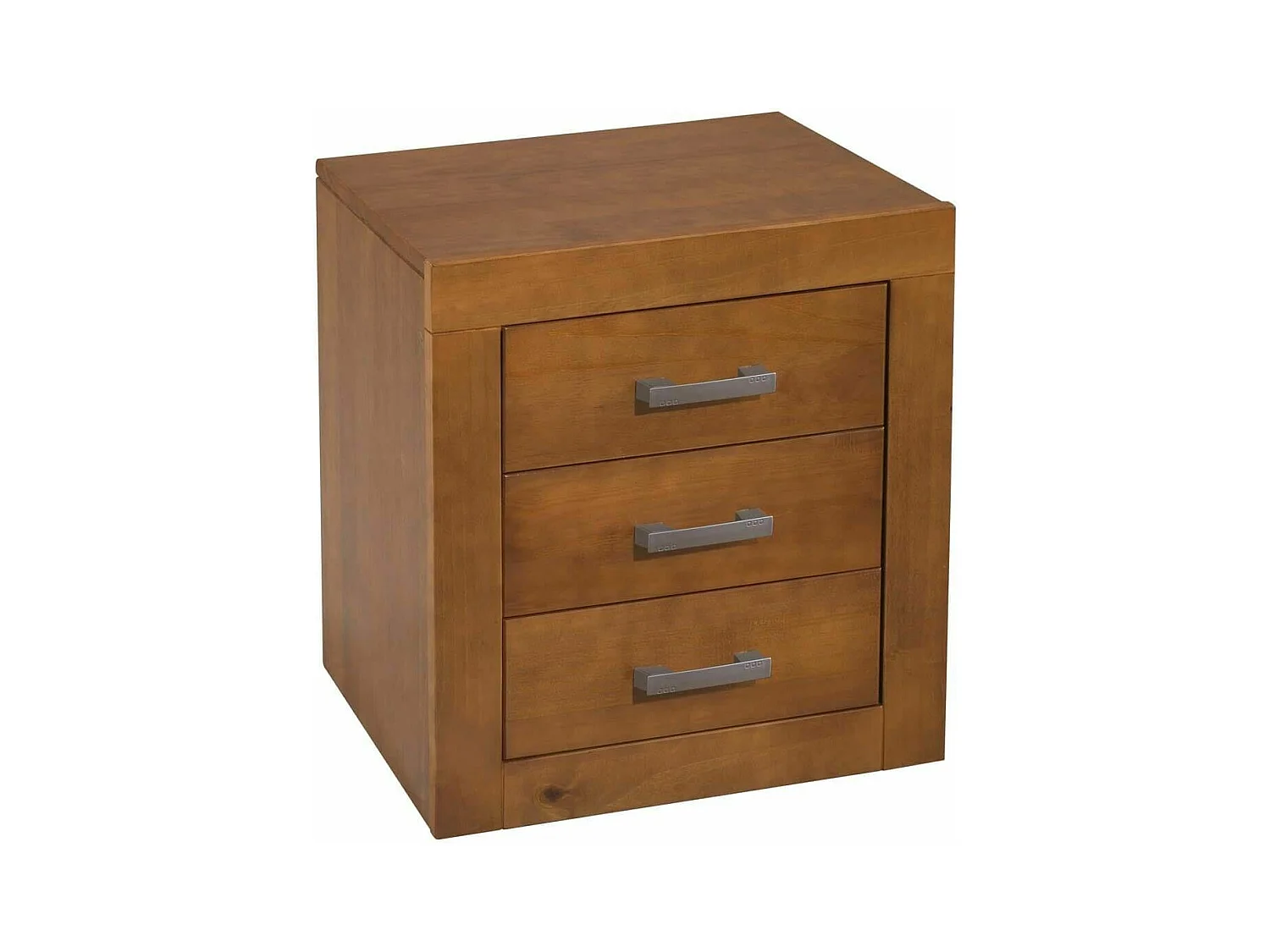 Mesita 3 cajones , pino macizo, Moblit, serie Kalpe, medidas: (55x50x35) cm ( altoxanchoxfondo), color cerezo