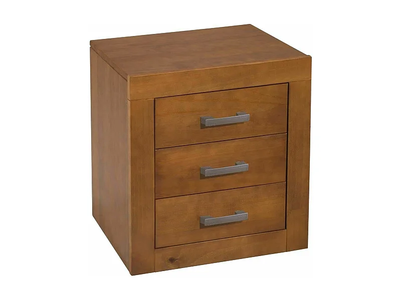Mesita 3 cajones , pino macizo, Moblit, serie Kalpe, medidas: (55x50x35) cm ( altoxanchoxfondo), color cerezo