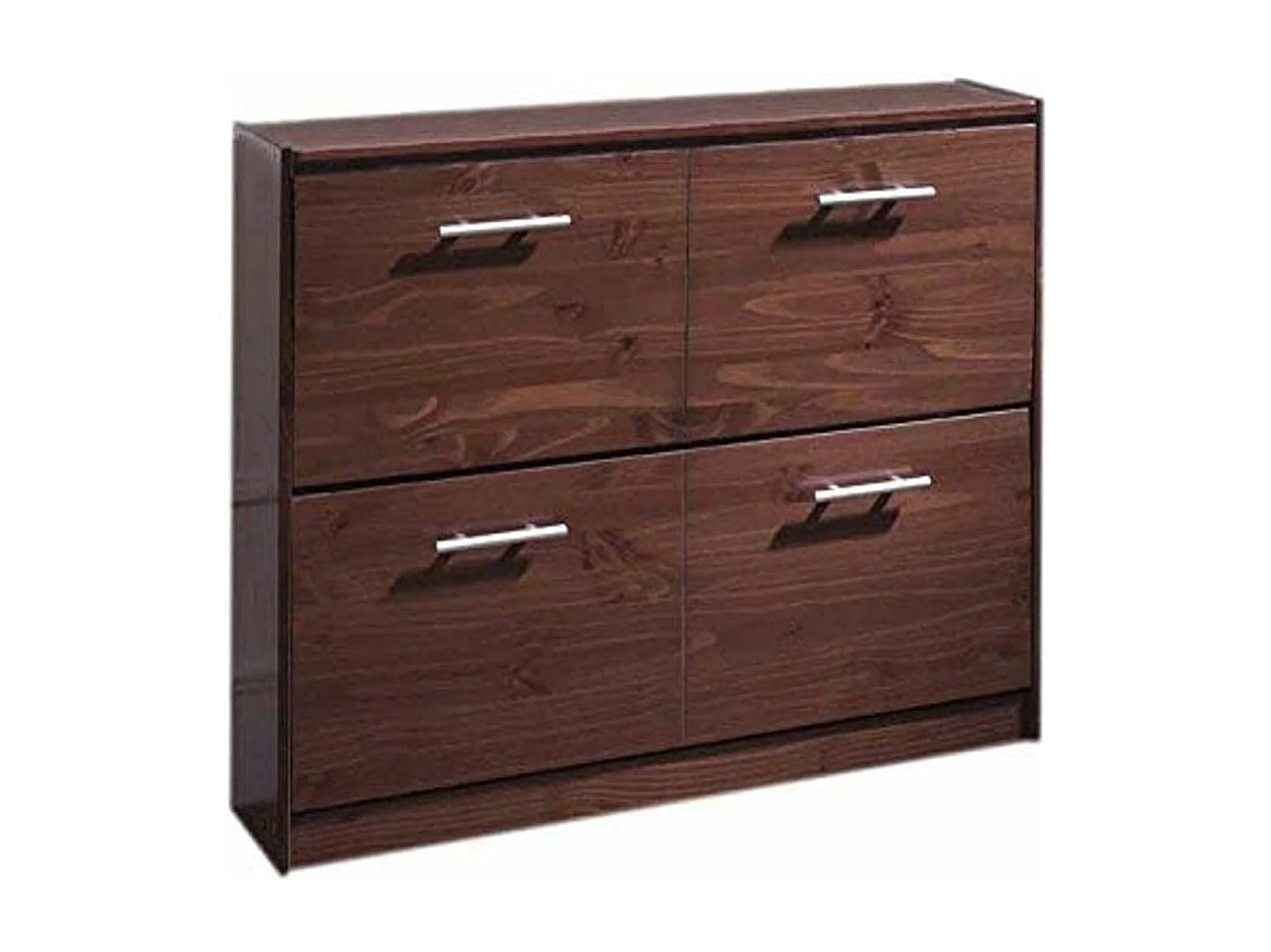 Zapatero 2 trampones , pino macizo, Moblit, serie Denia, medidas: (80x110x23) cm ( altoxanchoxfondo), color nogal.