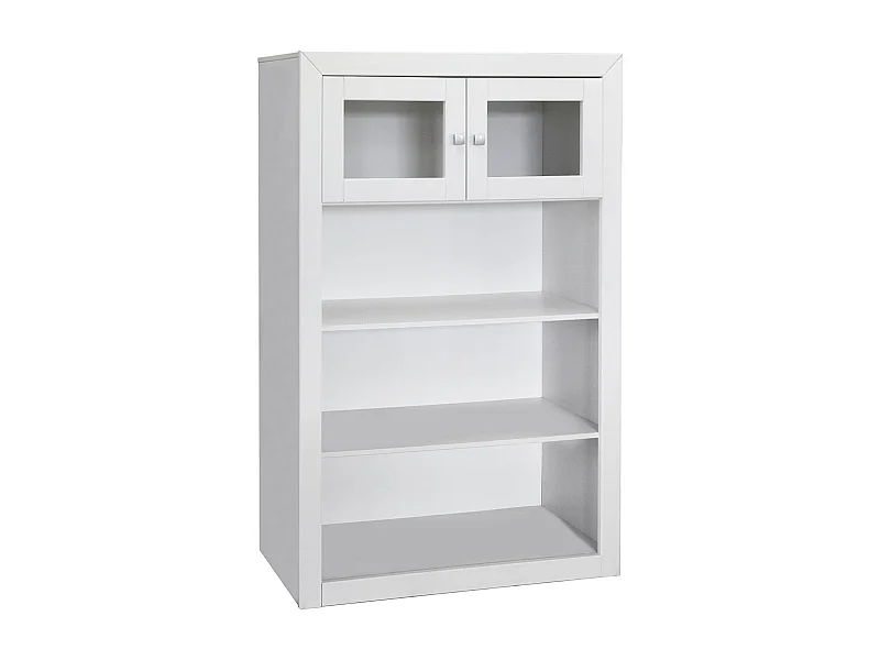 Módulo 2 puertas , pino macizo y Mdf, Moblit, serie Kalpe lacado, medidas: (151,5x100x37) cm ( altoxanchoxfondo), color blanco