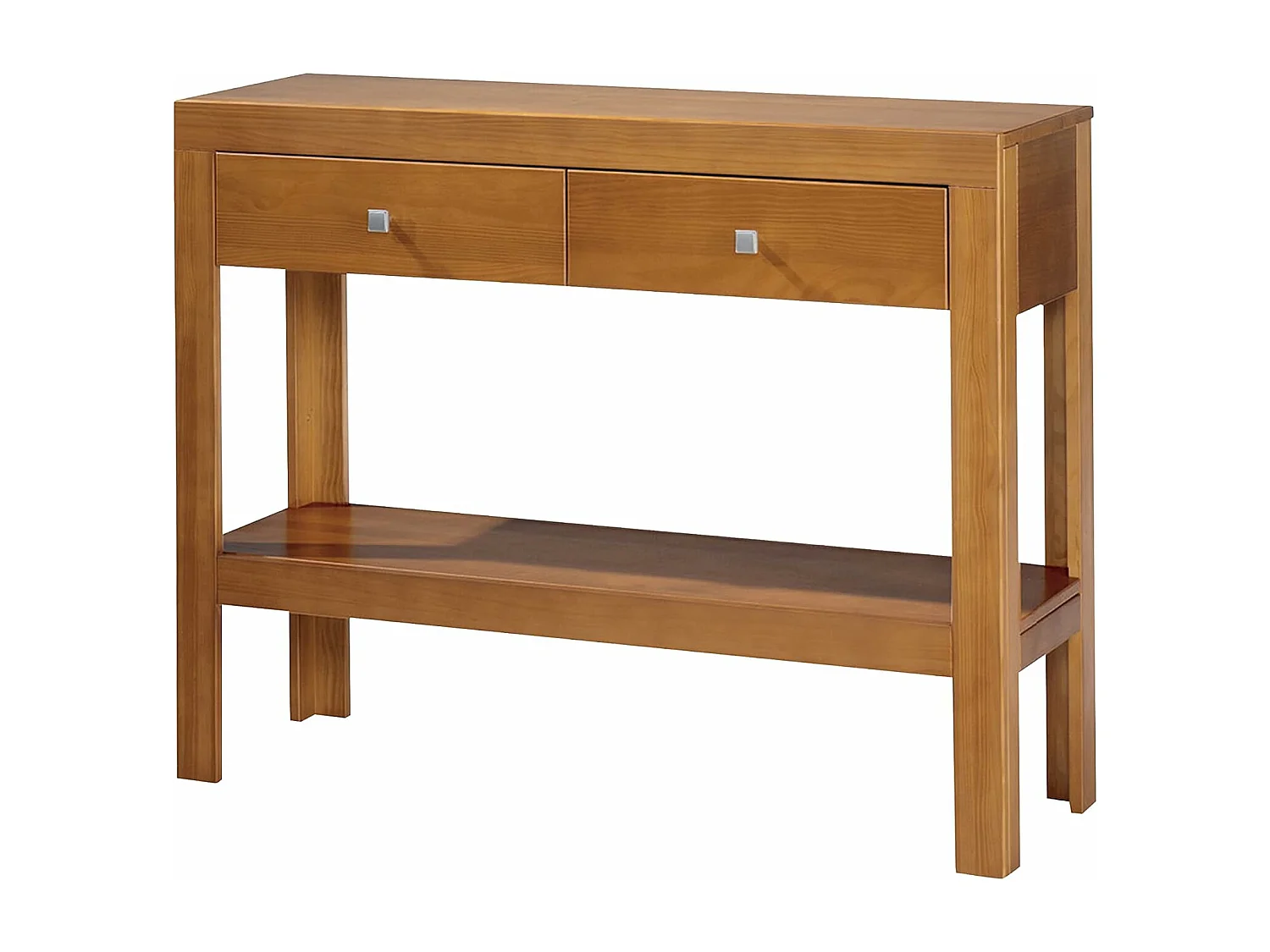 Consola 2 cajones, Moblit, color Cerezo, Relaizada en madera de Pino macizo .Medidas 85x105x35 cm (altoxanchoxfondo), Serie Kalpe cerezo.