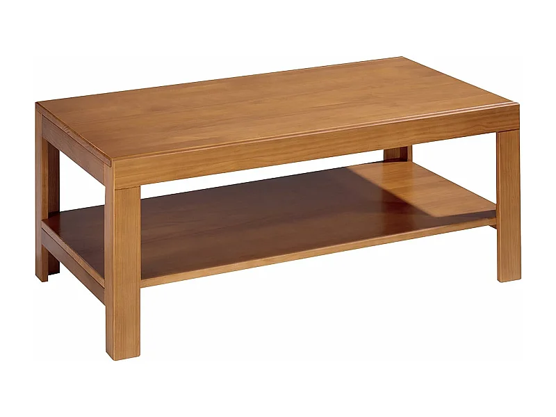 Mesa centro rectángular , pino macizo, Moblit, serie Kalpe, medidas: (45x110x55) cm ( altoxanchoxfondo), color cerezo