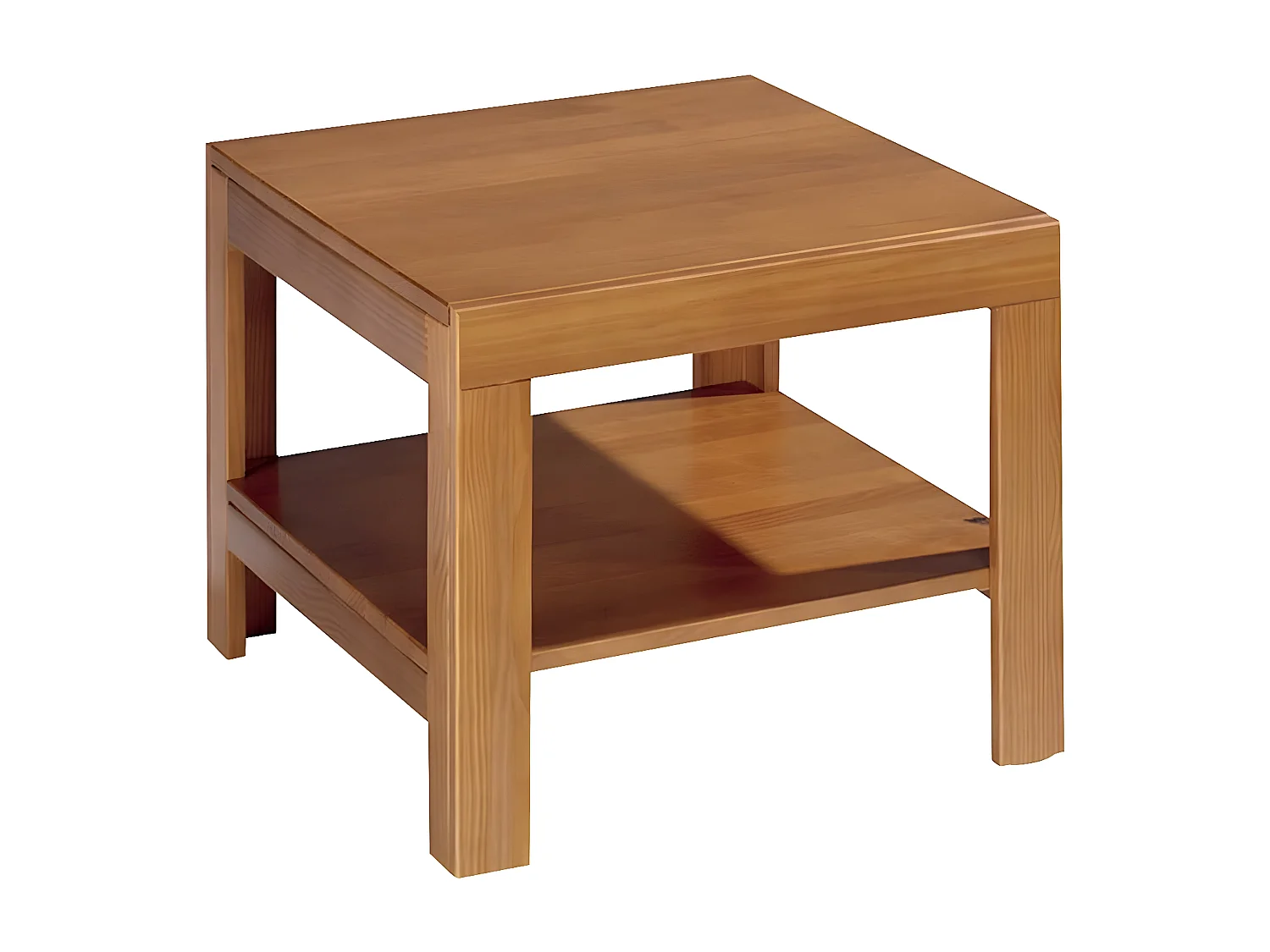 Mesa centro rincón , pino macizo, Moblit, serie Kalpe, medidas: (45x55x55) cm ( altoxanchoxfondo), color cerezo