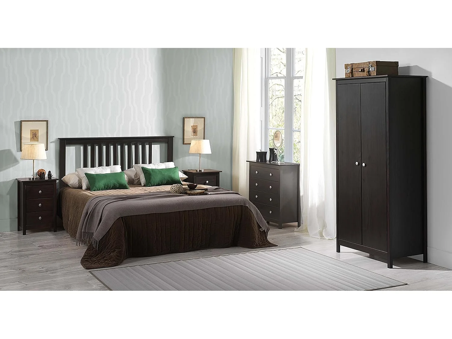 Cómoda 4  cajones , pino macizo, Moblit, serie Alme wengue, medidas: (78,5x75x35) cm ( altoxanchoxfondo), color wengue.