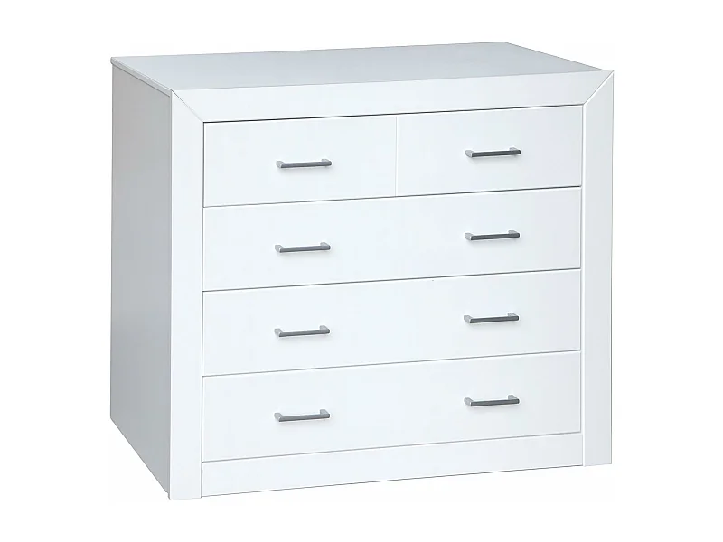 cómoda 4 cajones , pino macizo y Mdf, Moblit, serie Kalpe lacado, medidas: (80x95x40) cm ( altoxanchoxfondo), color blanco