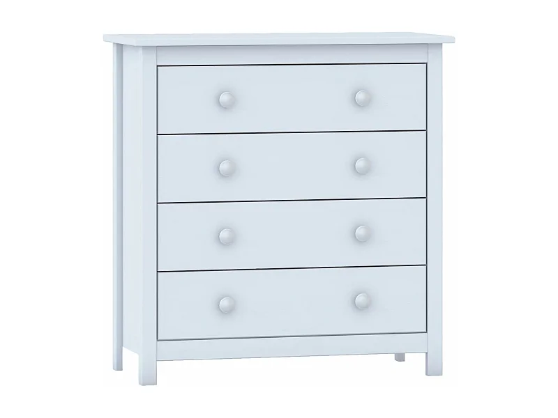 Cómoda 4  cajones , pino macizo, Moblit, serie Alme blanco, medidas: (78,5x75x35) cm ( altoxanchoxfondo), color blanco lavado.