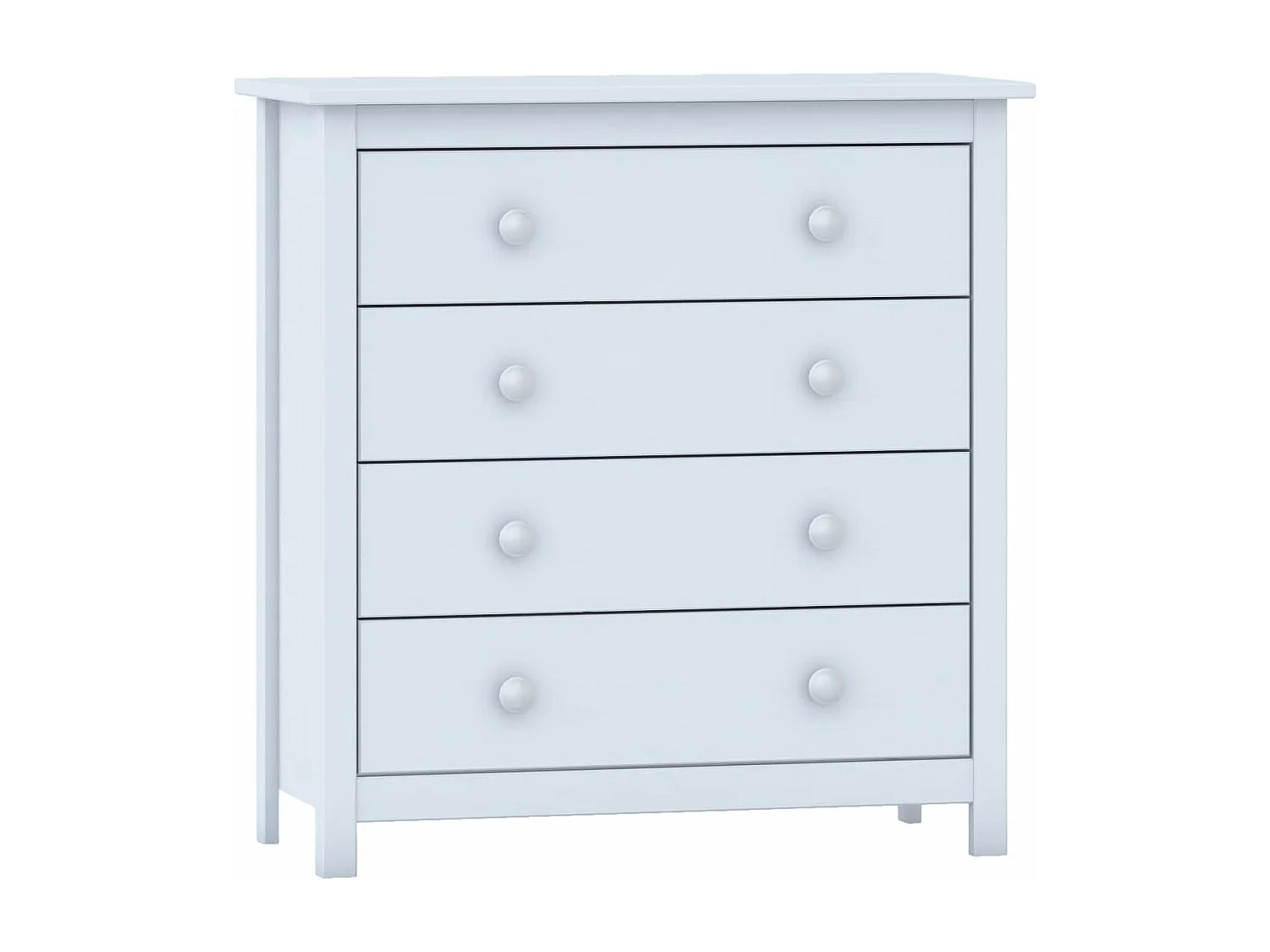 Cómoda 4  cajones , pino macizo, Moblit, serie Alme blanco, medidas: (78,5x75x35) cm ( altoxanchoxfondo), color blanco lavado.