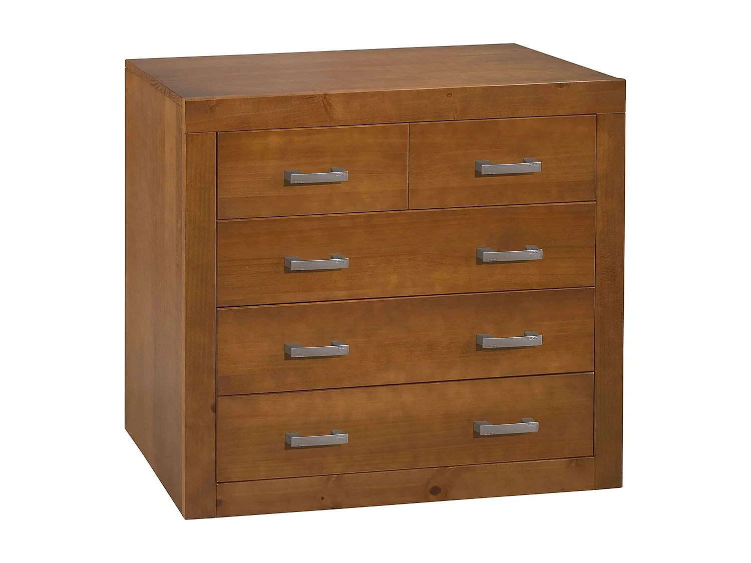 cómoda 4 cajones , pino macizo, Moblit, serie Kalpe, medidas: (80x95x40) cm ( altoxanchoxfondo), color cerezo