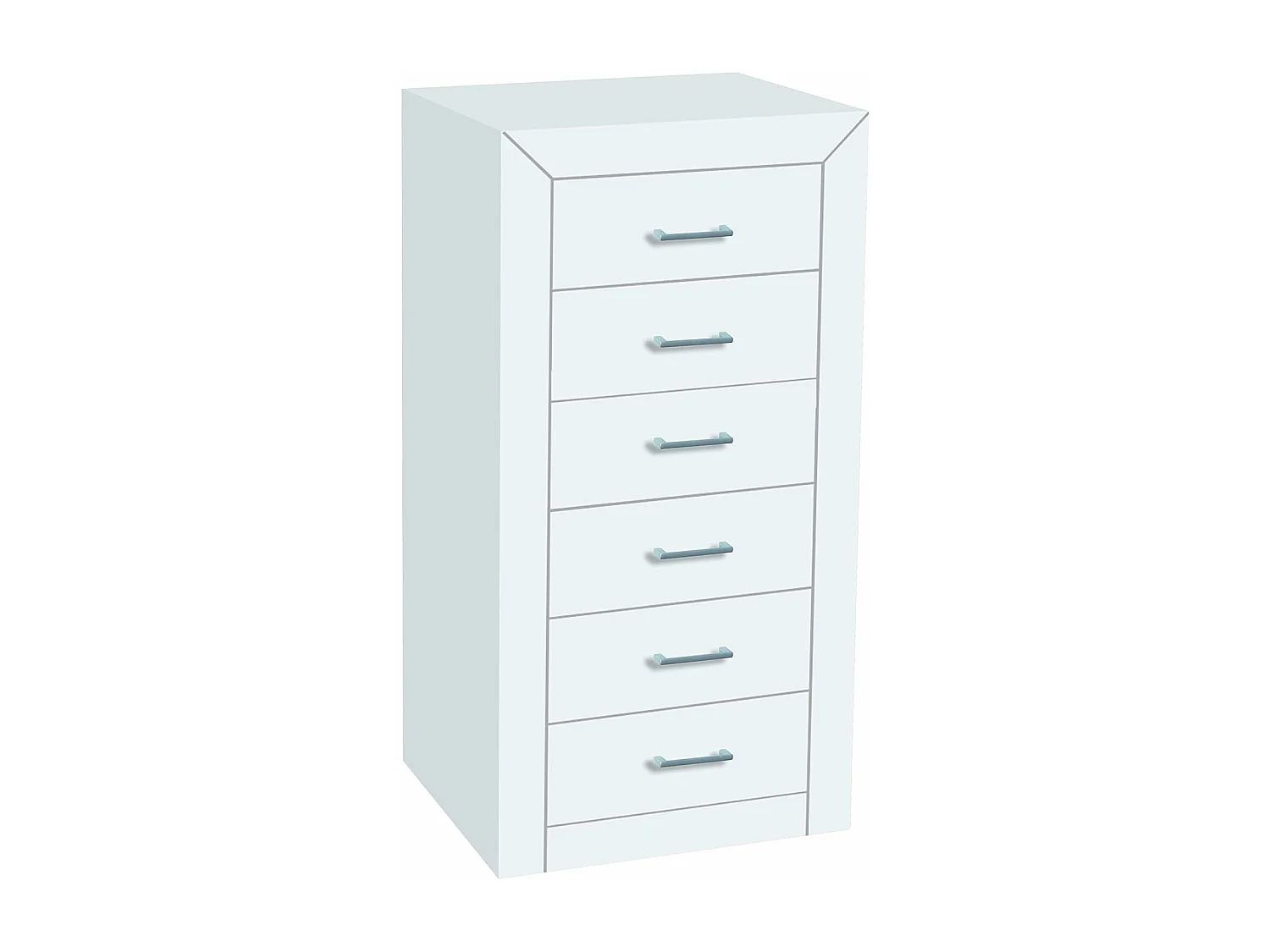 Sinfonier 6 cajones , pino macizo y Mdf, Moblit, serie Kalpe lacado, medidas: (105x50x40) cm ( altoxanchoxfondo), color blanco