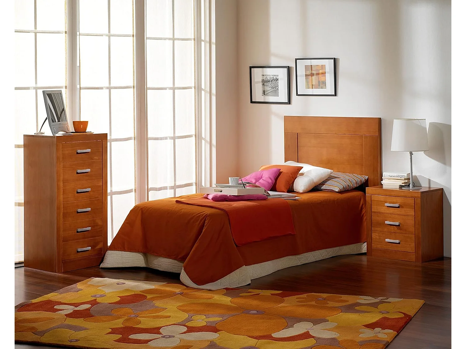 Sinfonier 6 cajones , pino macizo, Moblit, serie Kalpe, medidas: (105x50x40) cm ( altoxanchoxfondo), color cerezo