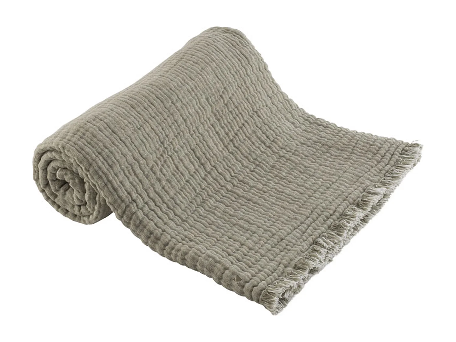 Plaid 125x180 cm ESTRELA gaze de coton et laine vert amande