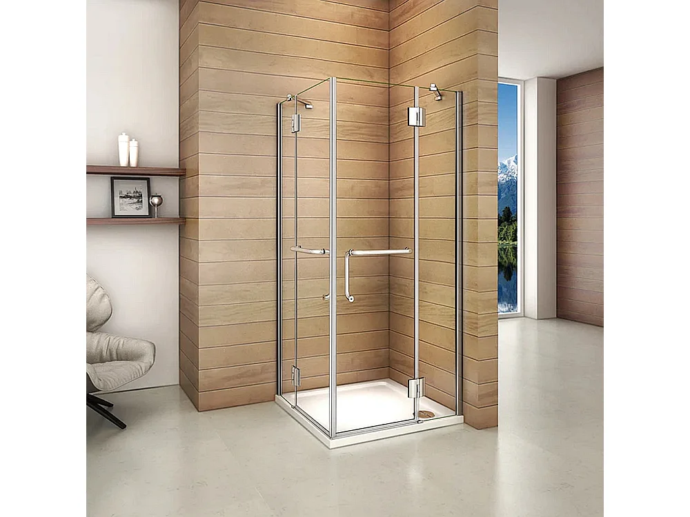 Cabine de duche rectangular Bater Perfil cromado Vidro Anticalcário 8mm (780-800)x(980-1000)x1900mm-AICA