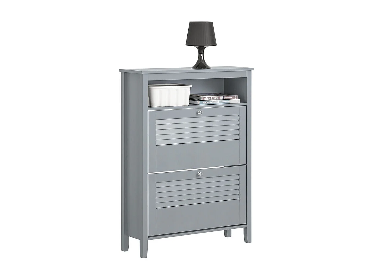 SoBuy FSR152-HG Armoire à Chaussures Commode à Chaussures 2 Abattants Meuble de Rangement à Chaussures