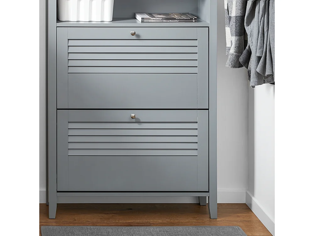 SoBuy FSR152-HG Armoire à Chaussures Commode à Chaussures 2 Abattants Meuble de Rangement à Chaussures