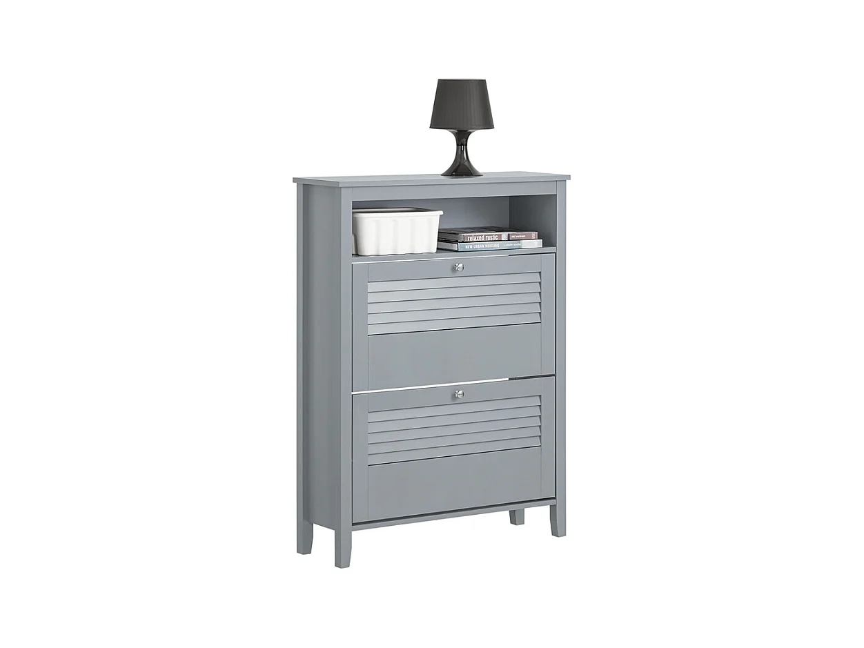 SoBuy FSR152-HG Armoire à Chaussures Commode à Chaussures 2 Abattants Meuble de Rangement à Chaussures