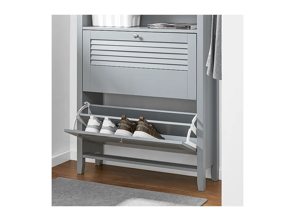 SoBuy FSR152-HG Armoire à Chaussures Commode à Chaussures 2 Abattants Meuble de Rangement à Chaussures