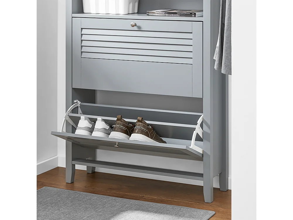 SoBuy FSR152-HG Armoire à Chaussures Commode à Chaussures 2 Abattants Meuble de Rangement à Chaussures