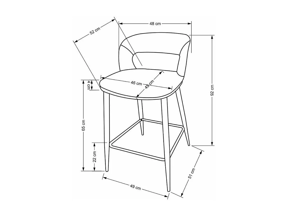 Silla de bar de tela gris con patas de metal nogal Souad
