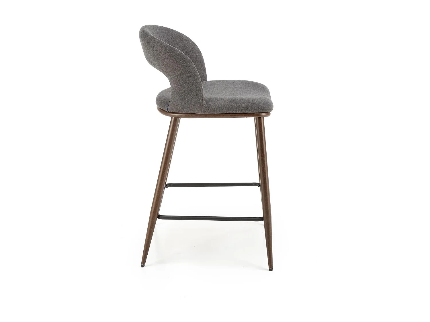 Silla de bar de tela gris con patas de metal nogal Souad