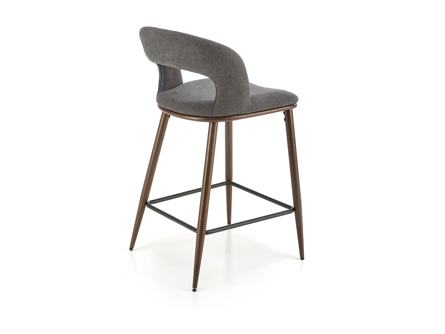 Silla de bar de tela gris con patas de metal nogal Souad
