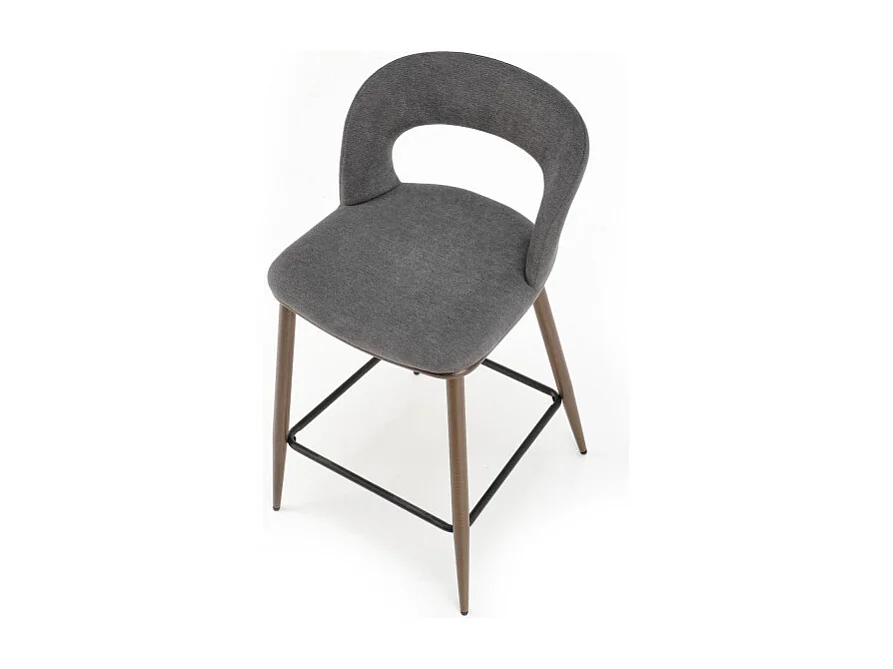 Silla de bar de tela gris con patas de metal nogal Souad