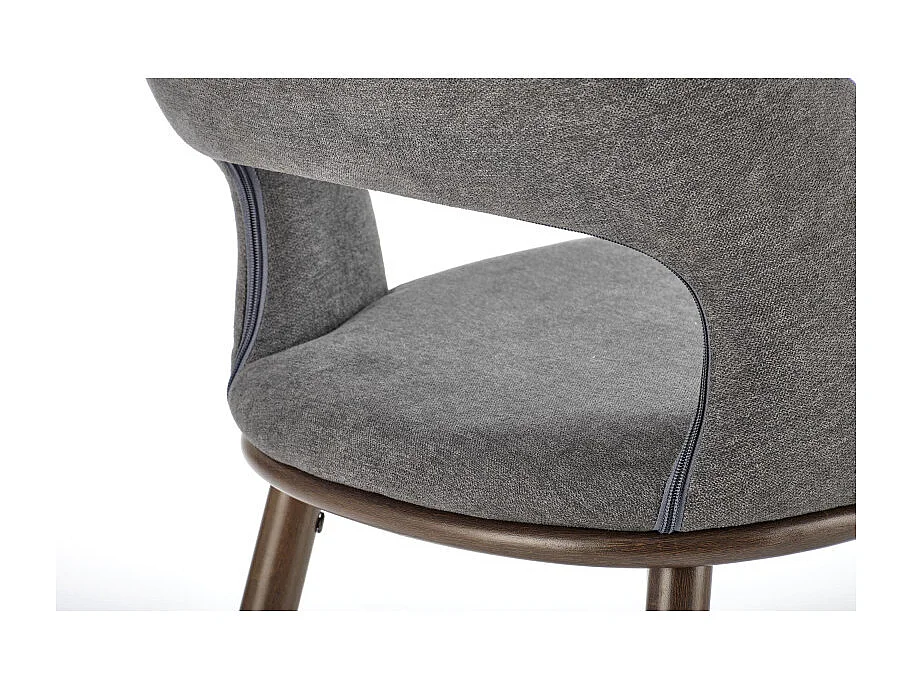Silla de bar de tela gris con patas de metal nogal Souad