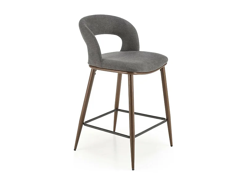 Silla de bar de tela gris con patas de metal nogal Souad