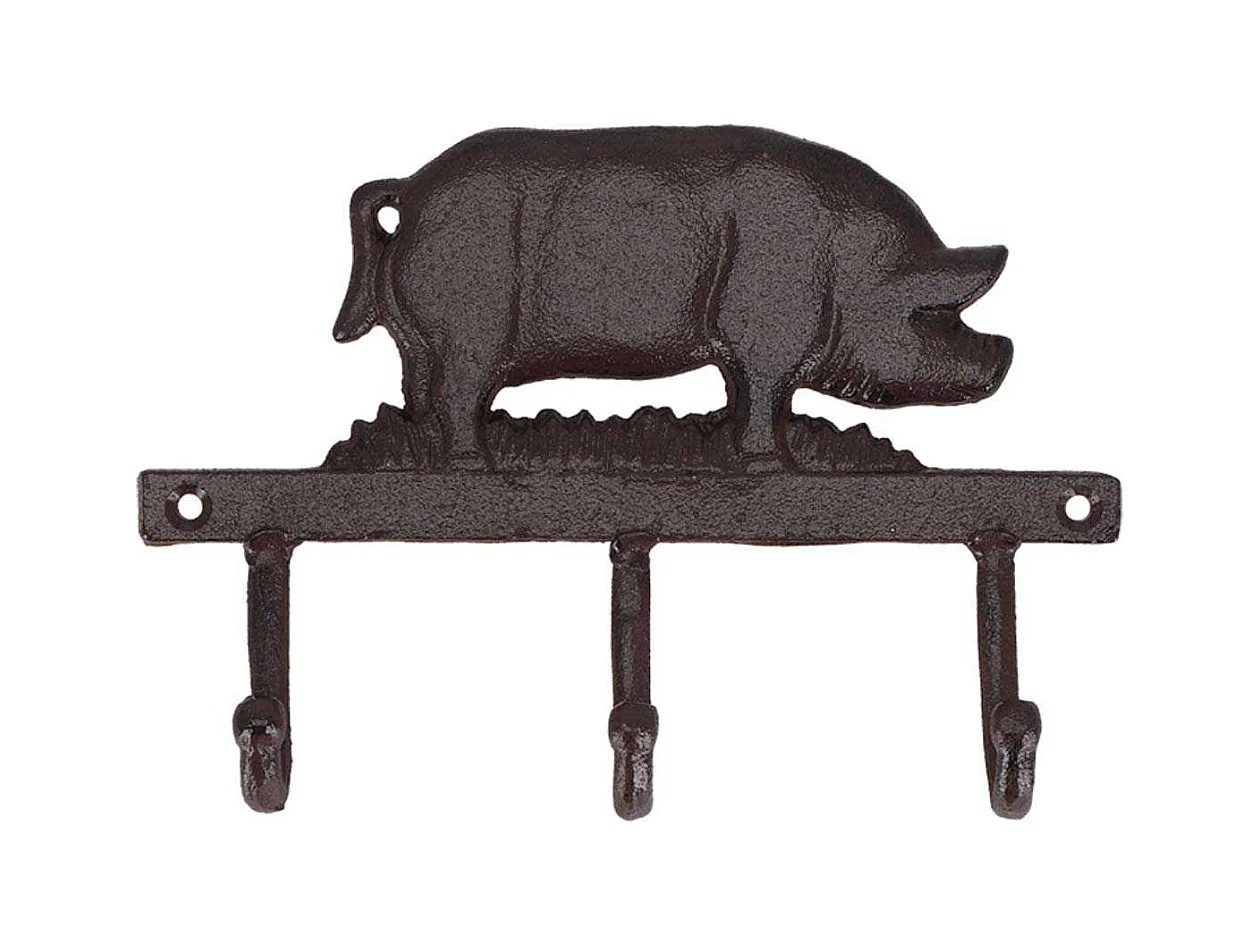 Patère en fonte 3 crochets Cochon