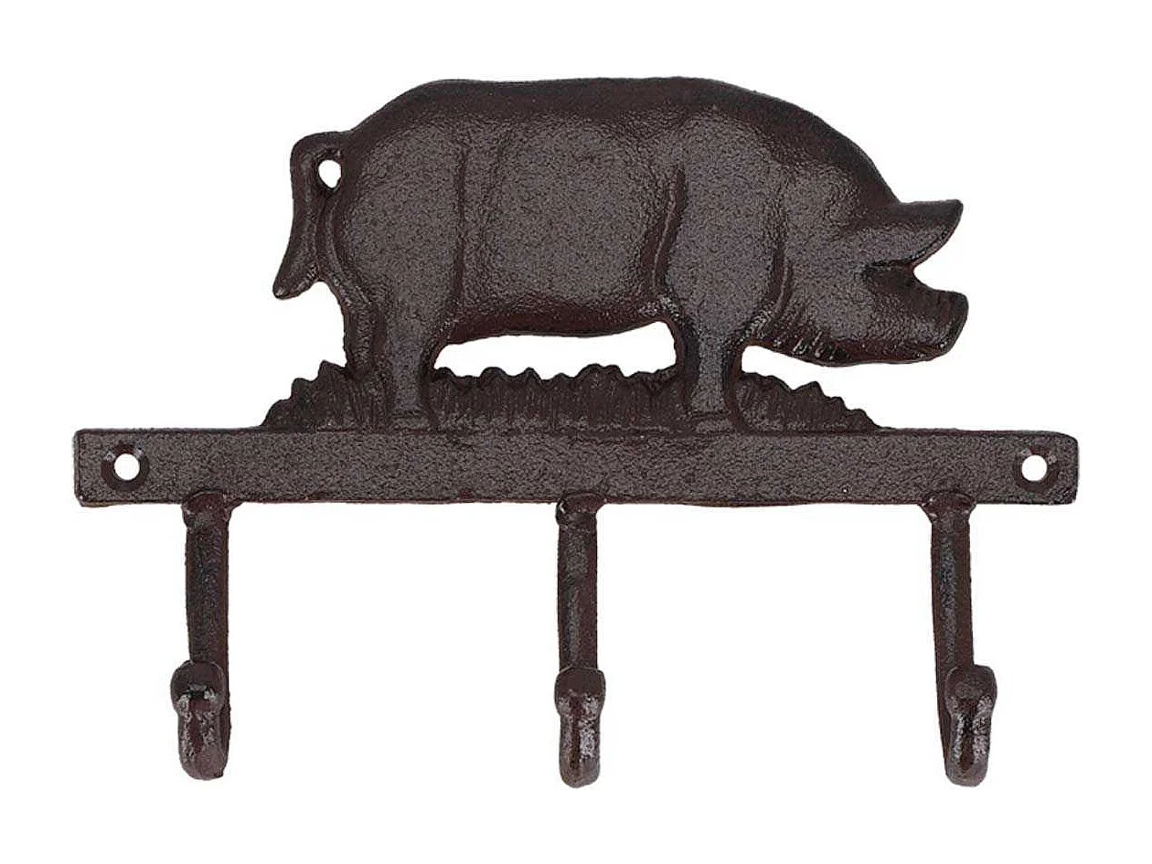 Patère en fonte 3 crochets Cochon