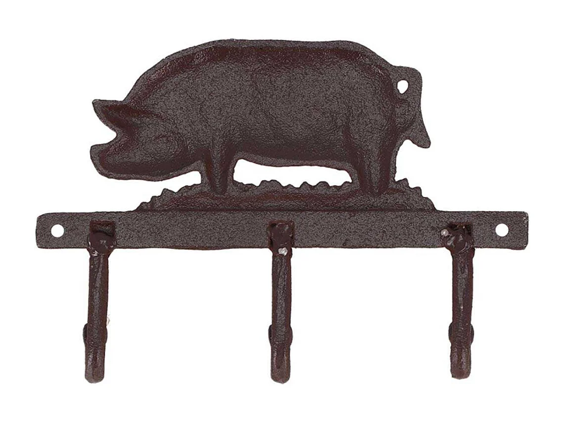 Patère en fonte 3 crochets Cochon