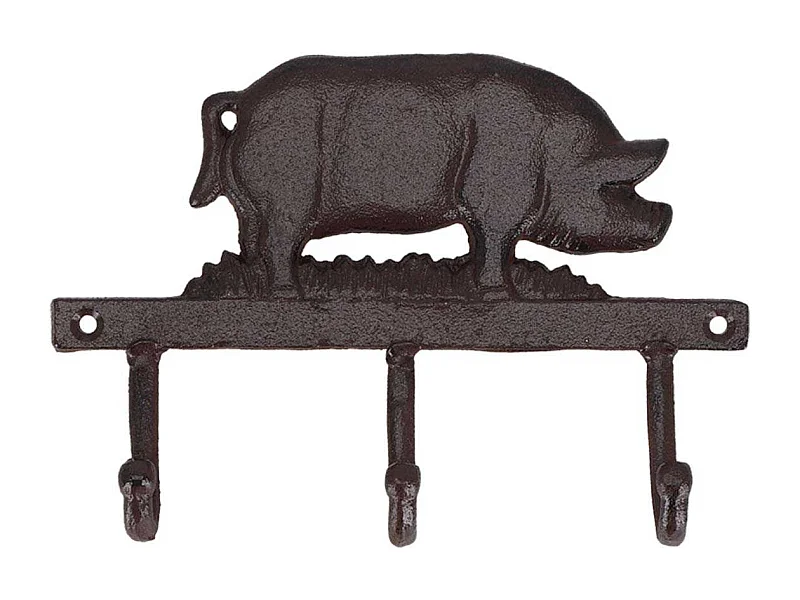 Patère en fonte 3 crochets Cochon